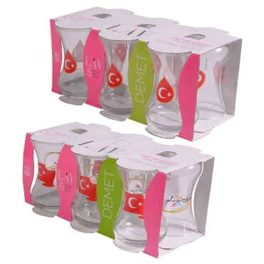 Turkey Themed Printed Tea Glass Set of 6 Pcs - 2