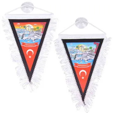 Pamukkale Themed Custom Printed Triangular Pennant 10X15Cm - 2