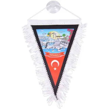 Pamukkale Themed Custom Printed Triangular Pennant 10X15Cm - 3