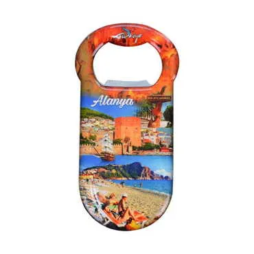 Toptan Alanya Temalı Myros Metal Klasik Açacak Magnet 90x45 mm - 7