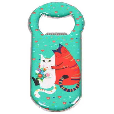 Toptan Kedi Temalı Myros Metal Klasik Açacak Magnet 90x45 mm - 5