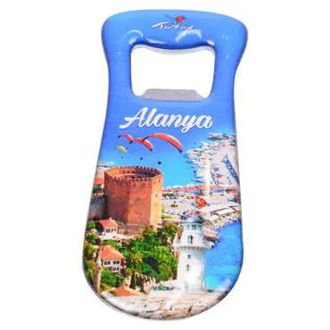 Alanya Themed Customizable Metal Magnetic Bottle Opener 95x42 mm - 4