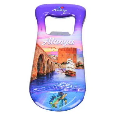 Alanya Themed Customizable Metal Magnetic Bottle Opener 95x42 mm - 5