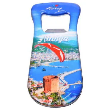 Alanya Themed Customizable Metal Magnetic Bottle Opener 95x42 mm - 6