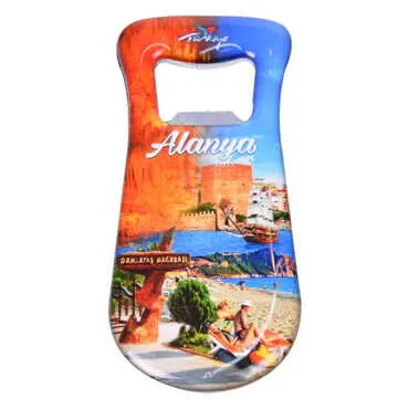 Alanya Themed Customizable Metal Magnetic Bottle Opener 95x42 mm - 7