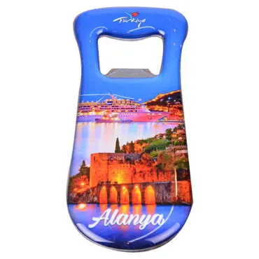 Alanya Themed Customizable Metal Magnetic Bottle Opener 95x42 mm - 8
