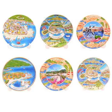 Marmaris Themed Local Themed Ceramic Crystal Plate 20 cm - 3
