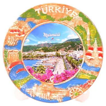 Marmaris Themed Local Themed Ceramic Crystal Plate 20 cm - 4