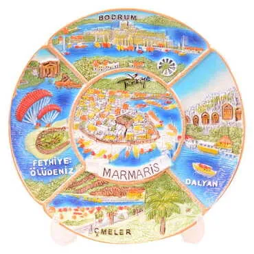 Marmaris Themed Local Themed Ceramic Crystal Plate 20 cm - 5