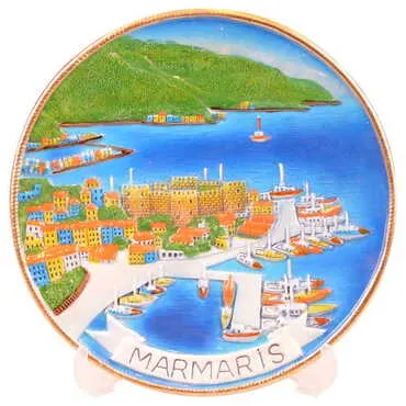Marmaris Themed Local Themed Ceramic Crystal Plate 20 cm - 6