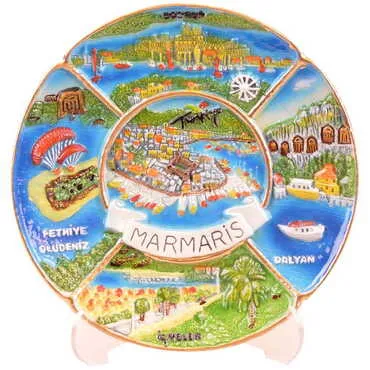 Marmaris Themed Local Themed Ceramic Crystal Plate 20 cm - 7