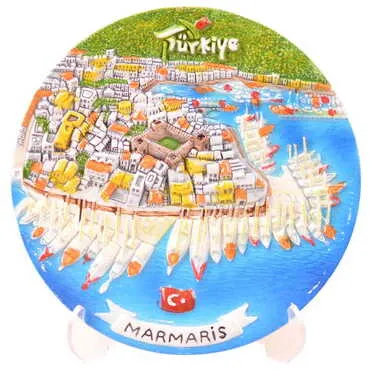 Marmaris Themed Local Themed Ceramic Crystal Plate 20 cm - 8