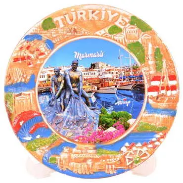Marmaris Themed Local Themed Ceramic Crystal Plate 20 cm - 9