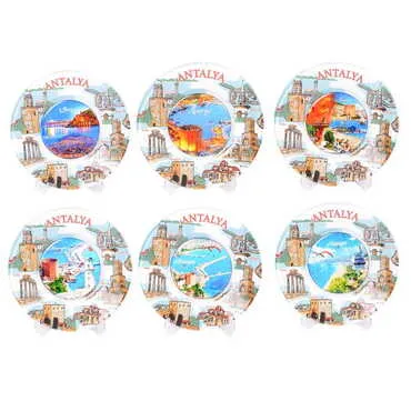 Toptan Alanya Temalı Myros Cam Tabak 18 cm - 2