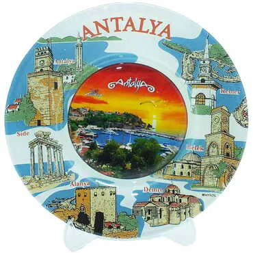 Antalya Themed Bespoke Printed Glass Plate 18 Cm - 6