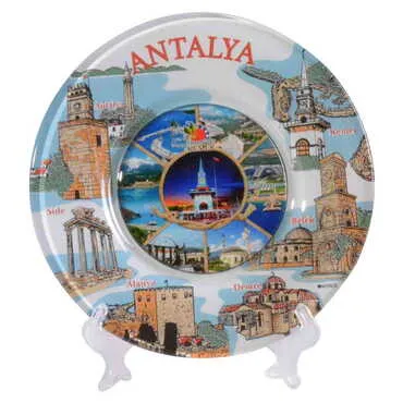 Kemer Themed Bespoke Printed Glass Plate 18 Cm - 6