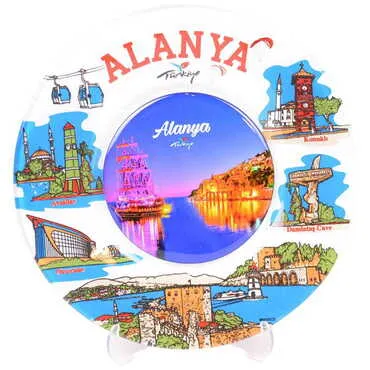 Alanya Themed Bespoke Printed Glass Plate 21 Cm - 5