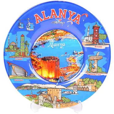 Alanya Themed Bespoke Printed Glass Plate 21 Cm - 9