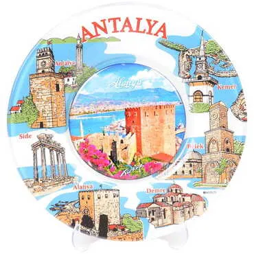 Alanya Themed Bespoke Printed Glass Plate 21 Cm - 14