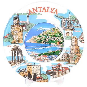 Alanya Themed Bespoke Printed Glass Plate 21 Cm - 15