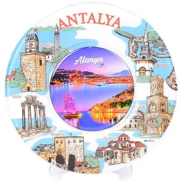 Alanya Themed Bespoke Printed Glass Plate 21 Cm - 18
