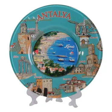 Kemer Themed Bespoke Printed Glass Plate 21 Cm - 9
