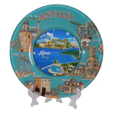 Kemer Themed Bespoke Printed Glass Plate 21 Cm - 10
