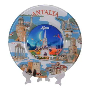 Kemer Themed Bespoke Printed Glass Plate 21 Cm - 12
