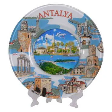 Kemer Themed Bespoke Printed Glass Plate 21 Cm - 13