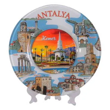 Kemer Themed Bespoke Printed Glass Plate 21 Cm - 14