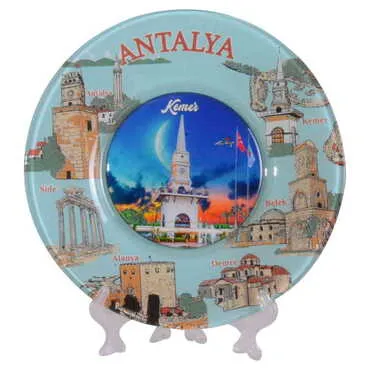 Kemer Themed Bespoke Printed Glass Plate 21 Cm - 18