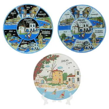 Alacati Region Themed Bespoke Printed Glass Plate 18 Cm - 2