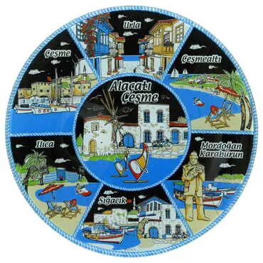Alacati Region Themed Bespoke Printed Glass Plate 18 Cm - 3