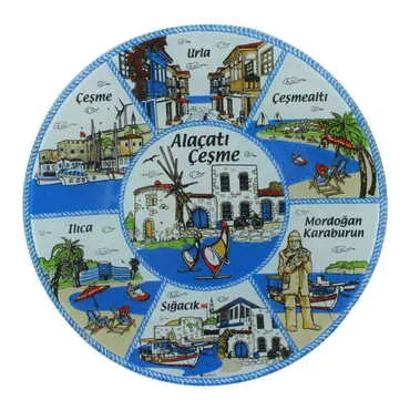 Alacati Region Themed Bespoke Printed Glass Plate 18 Cm - 4
