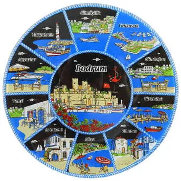 Toptan Bodrum Bölgesi Temalı Cam Tabak 18 cm - 3