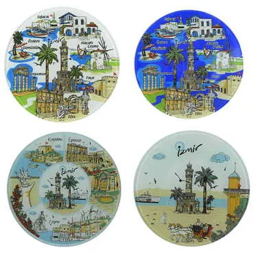 Izmir Themed Bespoke Printed Glass Plate 18 Cm - 2