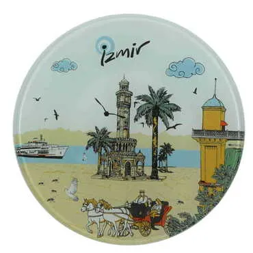 Izmir Themed Bespoke Printed Glass Plate 18 Cm - 4