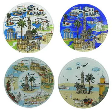 Izmir Region Themed Bespoke Printed Glass Plate 21 Cm - 2
