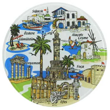 Izmir Region Themed Bespoke Printed Glass Plate 21 Cm - 3
