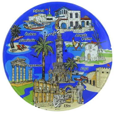 Izmir Region Themed Bespoke Printed Glass Plate 21 Cm - 6