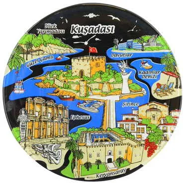 Toptan Kuşadası Temalı Cam Tabak 21 cm - 3