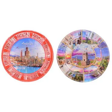Antalya Themed Custom Printed Round Glass Ashtray - 3