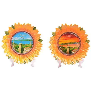 Antalya Themed Sunflower Shaped Decorative Plate 20Cm - 2