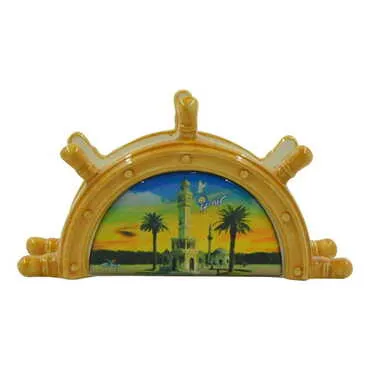 Izmir Themed Anchor Shaped Ceramic Napkin Holder - 7