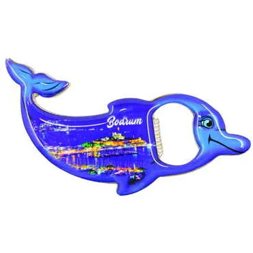 Bodrum Themed Dolphin Shaped Metal Magnetic Bottle Opener 102x67 mm - 7