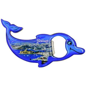 Bodrum Themed Dolphin Shaped Metal Magnetic Bottle Opener 102x67 mm - 8