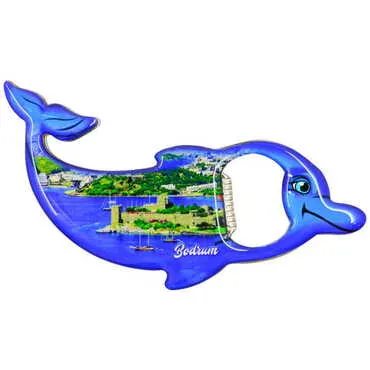 Bodrum Themed Dolphin Shaped Metal Magnetic Bottle Opener 102x67 mm - 9