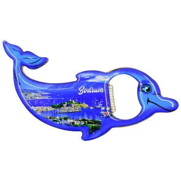 Bodrum Themed Dolphin Shaped Metal Magnetic Bottle Opener 102x67 mm - 10