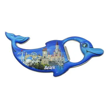 Belek Themed Dolphin Shaped Metal Magnetic Bottle Opener 102x67 mm - 4
