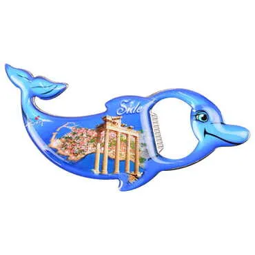 Side Themed Dolphin Shaped Metal Magnetic Bottle Opener 102x67 mm - 5